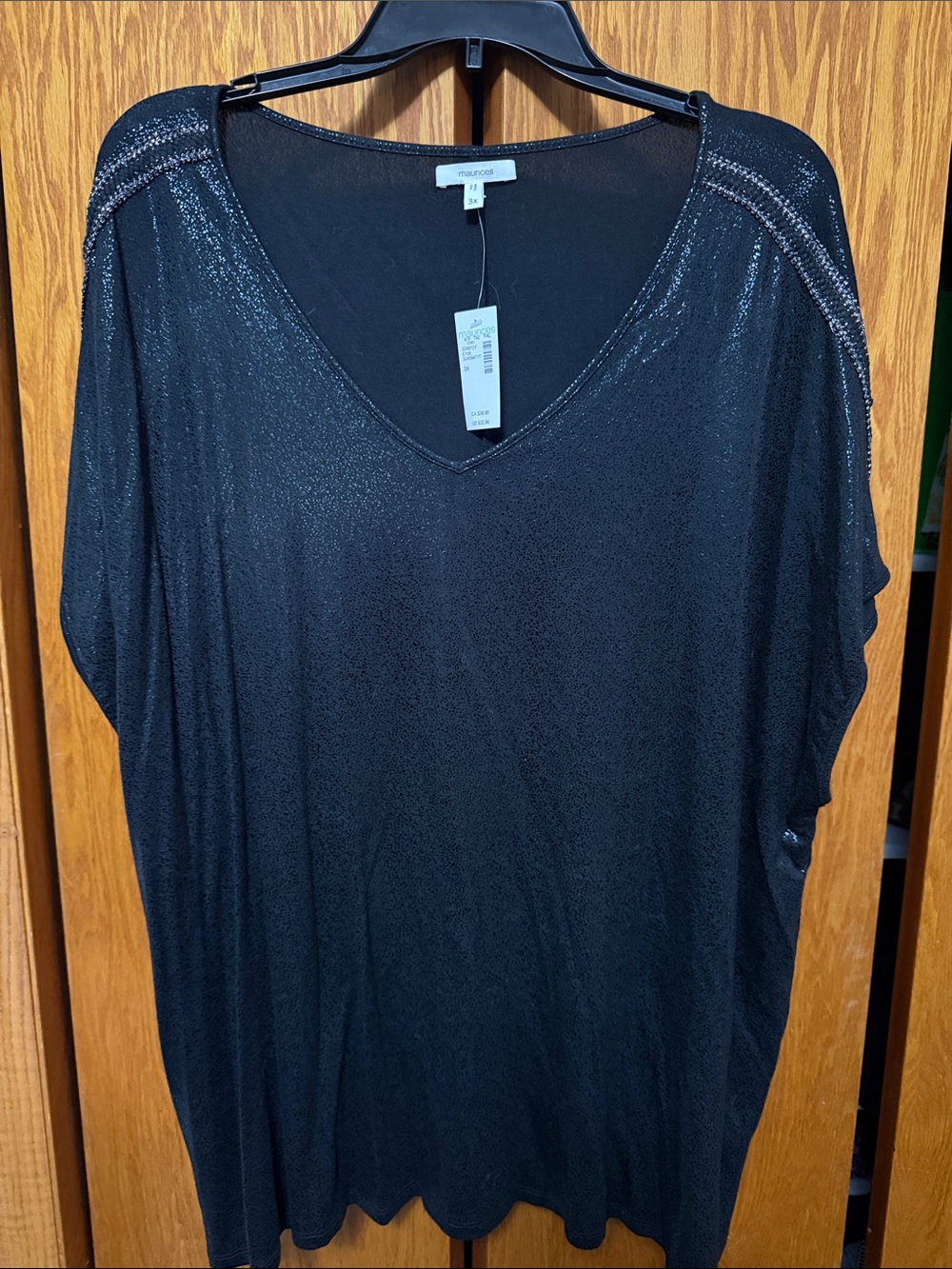 Maurice’s Black Shimmery V-Neck Dolman Top